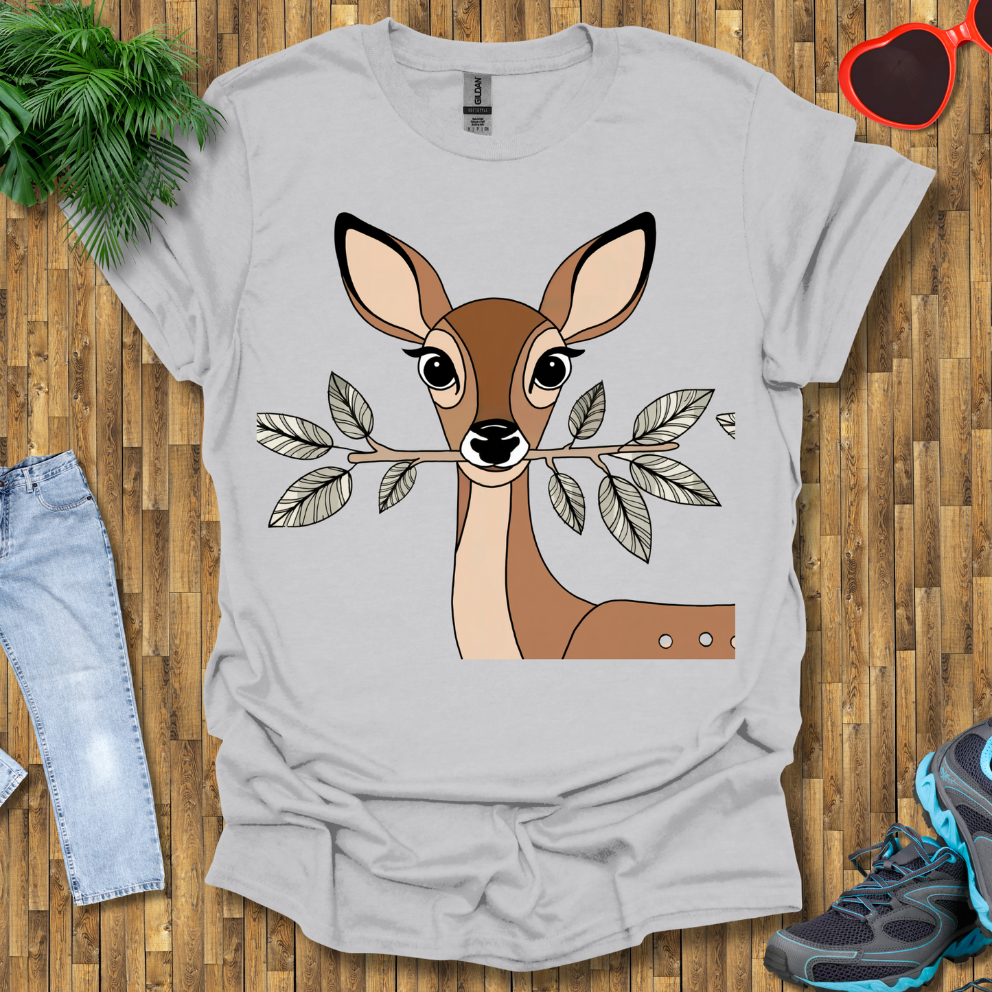 Deer holding a tree branch T-Shirt