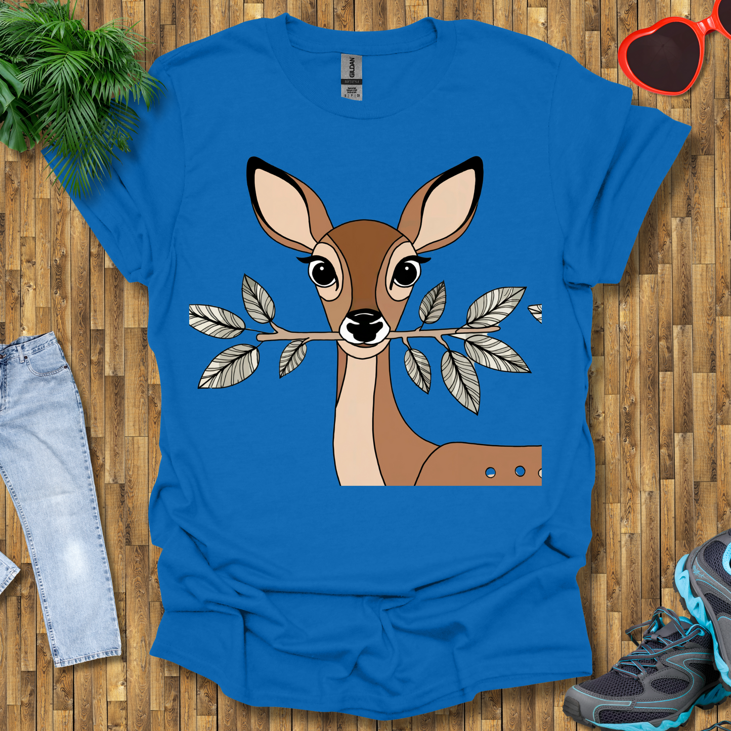 Deer holding a tree branch T-Shirt