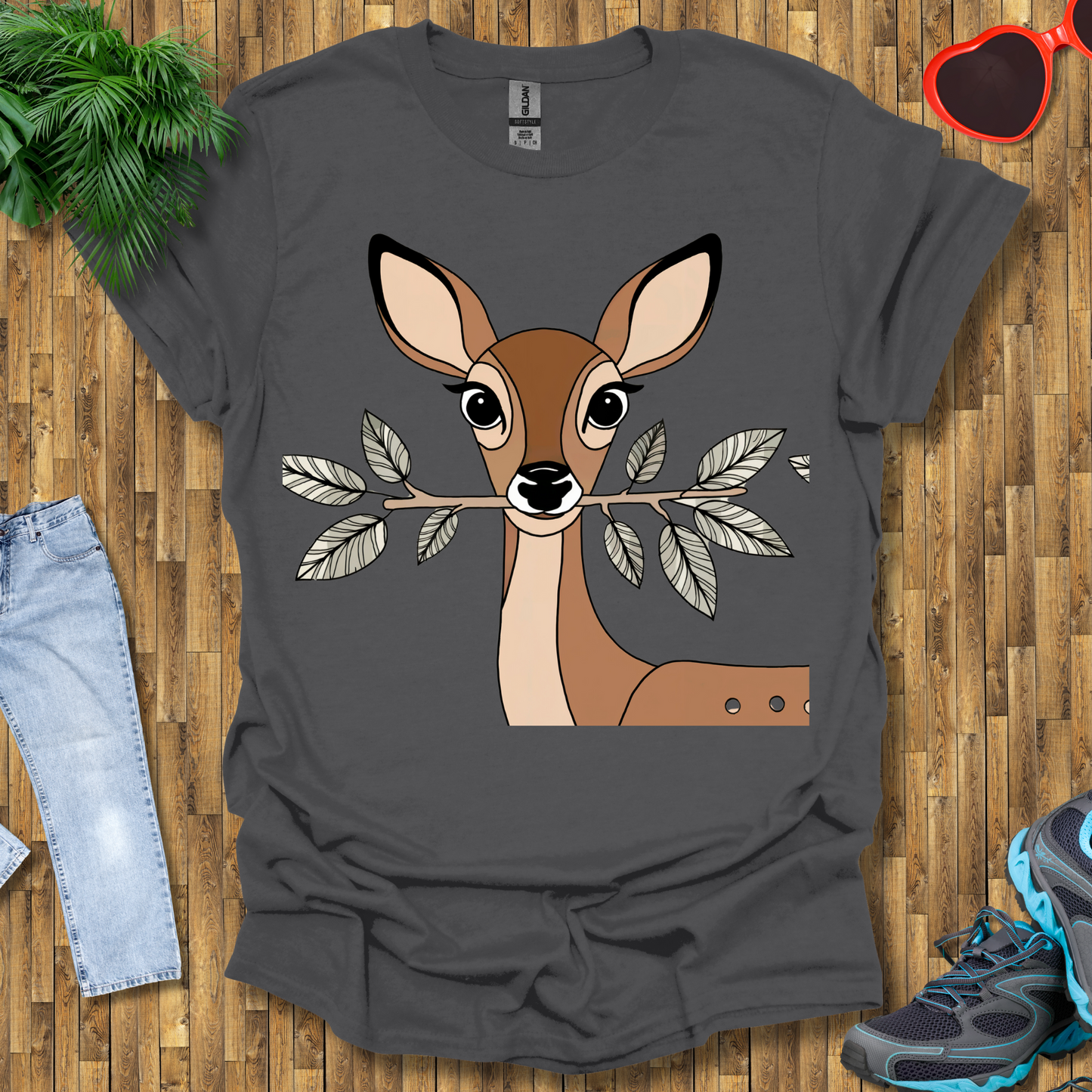Deer holding a tree branch T-Shirt