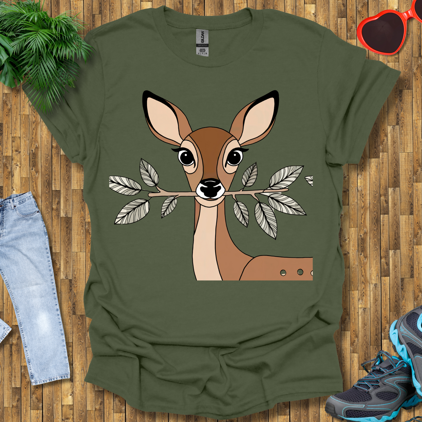 Deer holding a tree branch T-Shirt