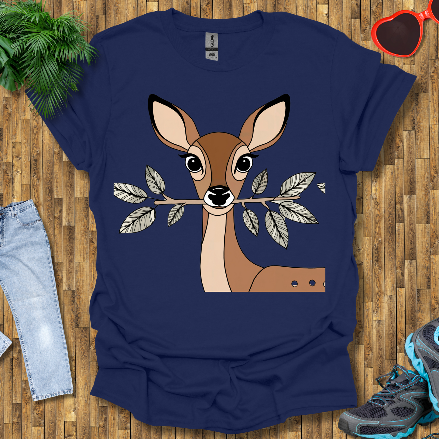 Deer holding a tree branch T-Shirt