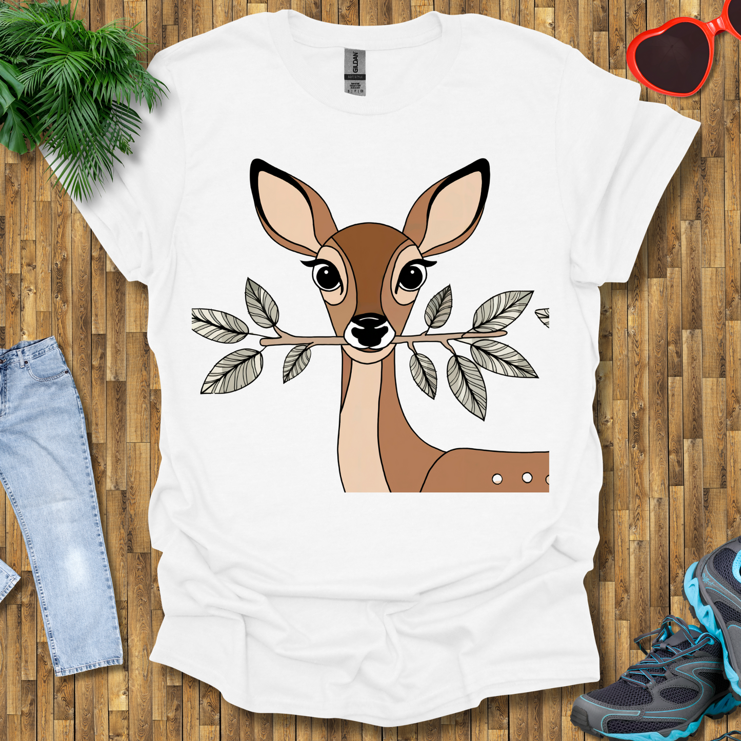 Deer holding a tree branch T-Shirt
