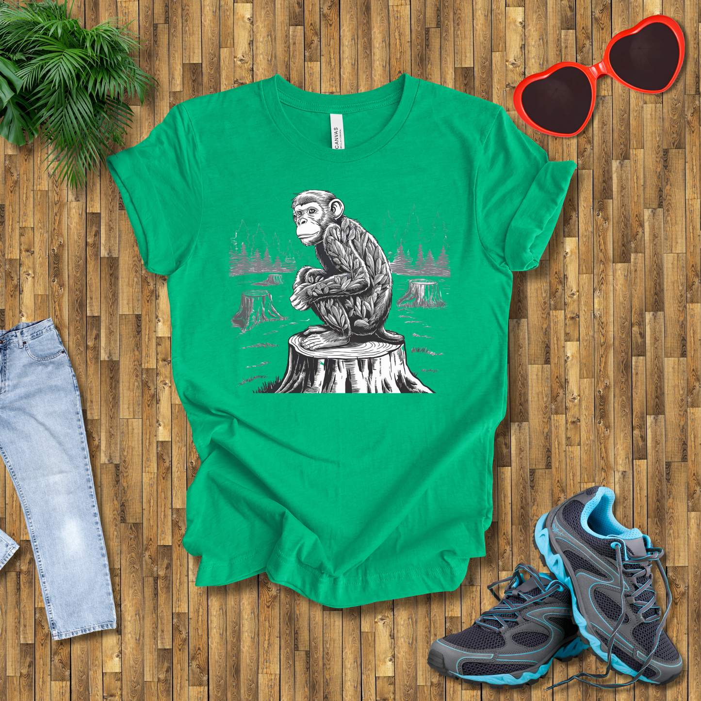 Monkey on a tree stamp T-Shirt