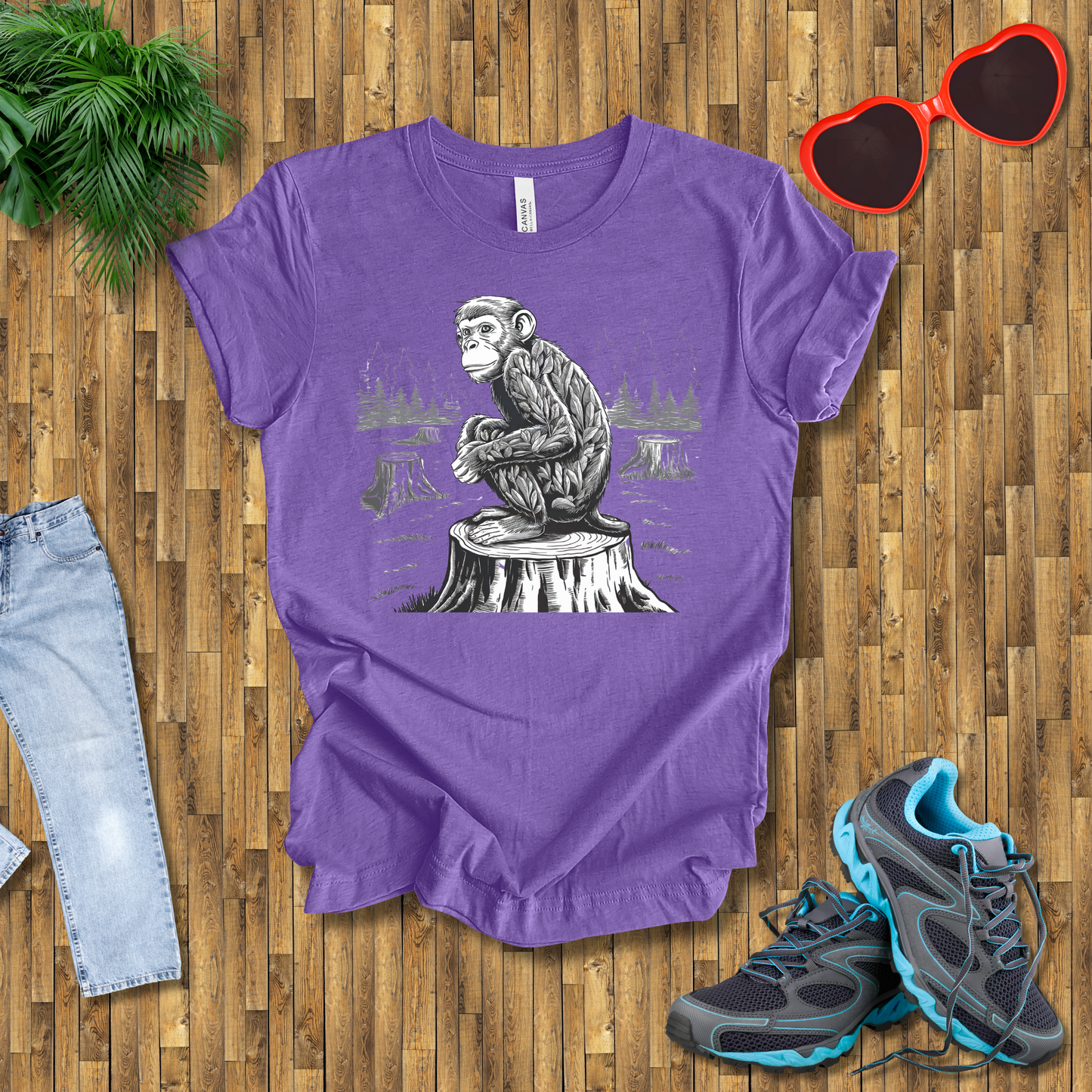 Monkey on a tree stamp T-Shirt