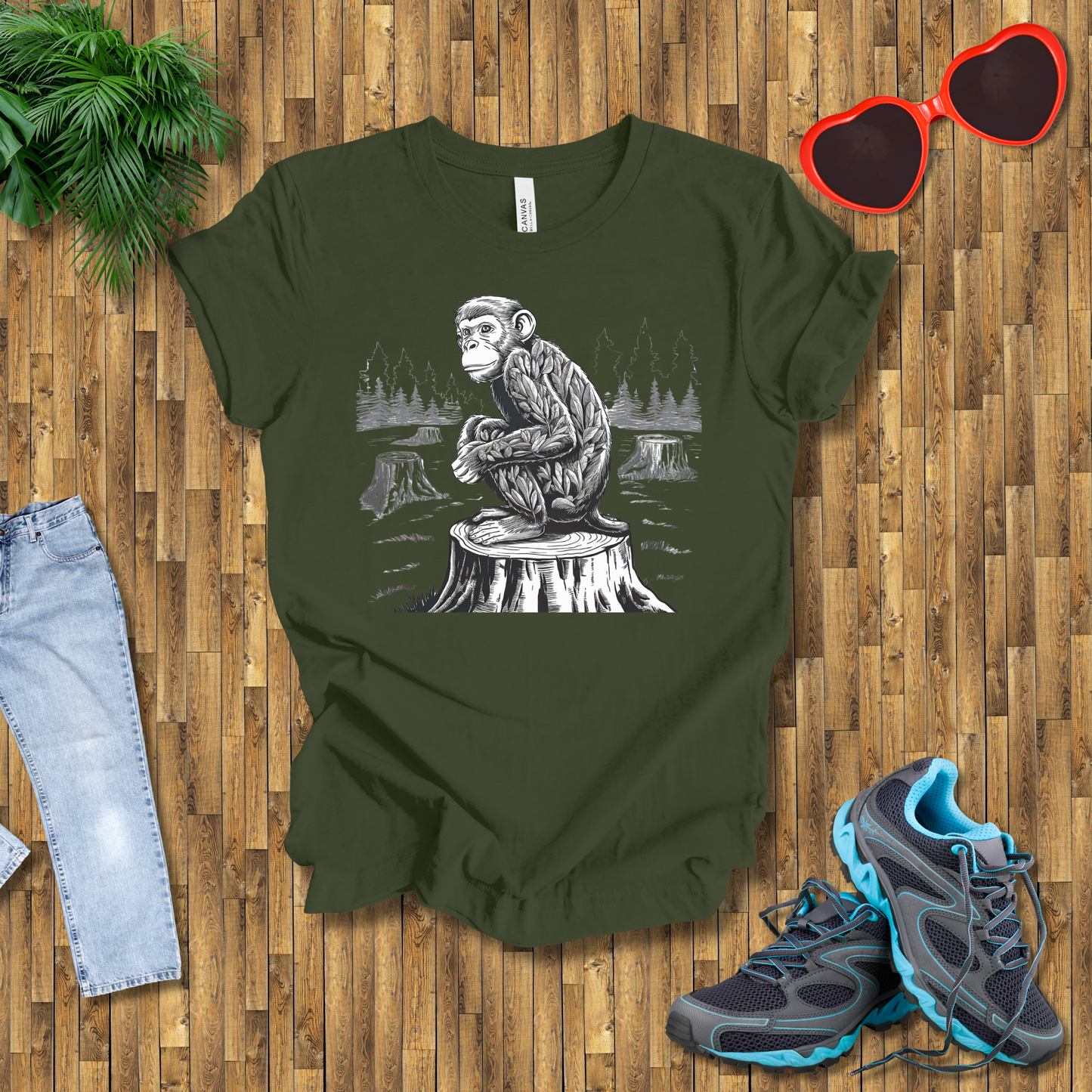 Monkey on a tree stamp T-Shirt