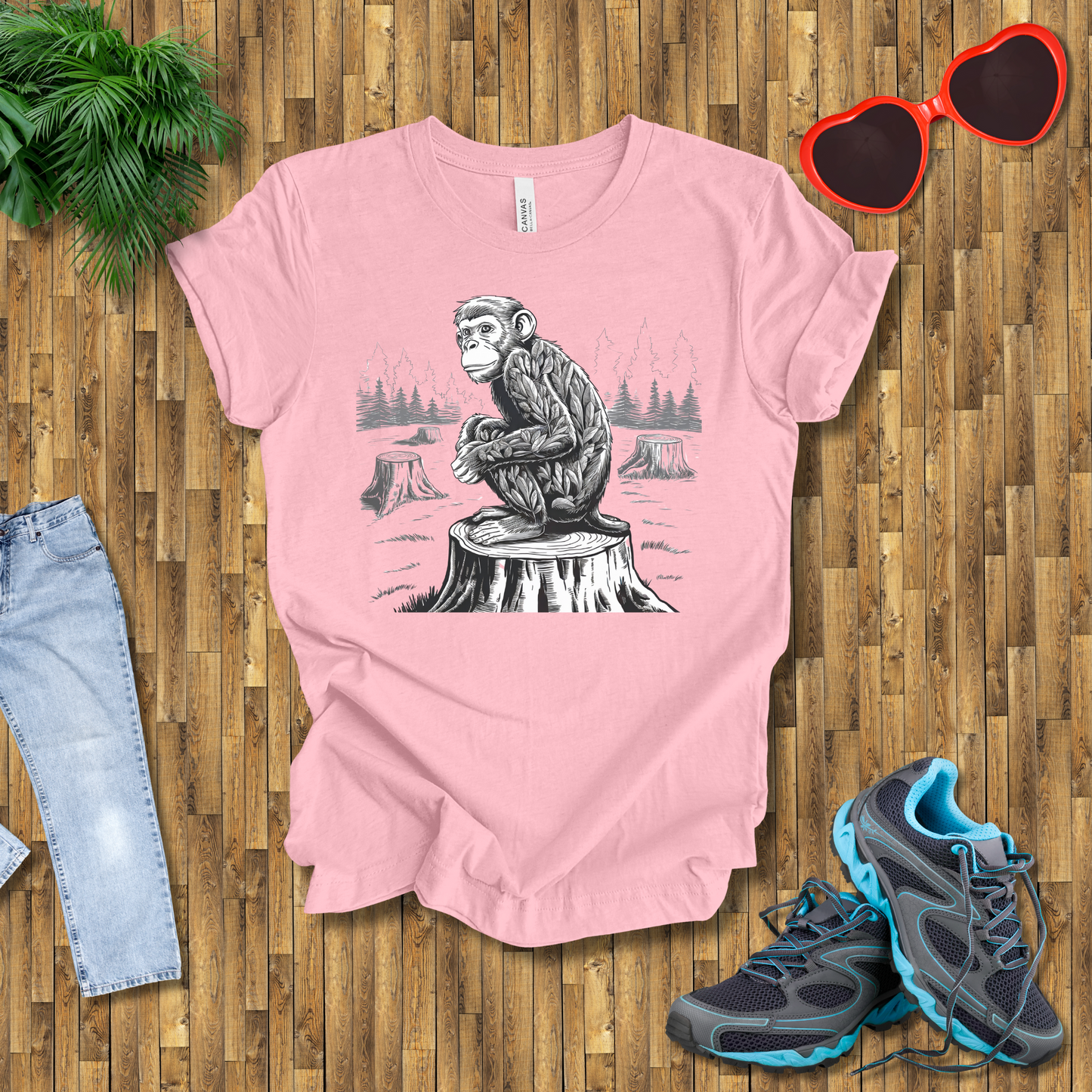 Monkey on a tree stamp T-Shirt
