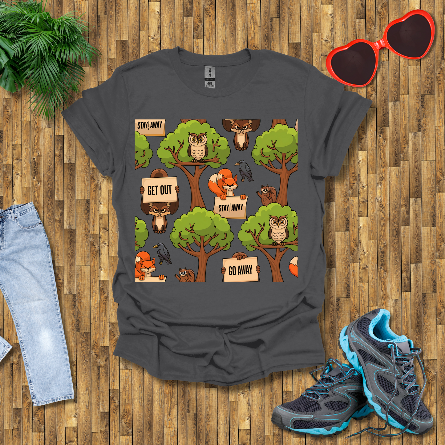 Angry fox, Owl and Squirrel T-Shirt