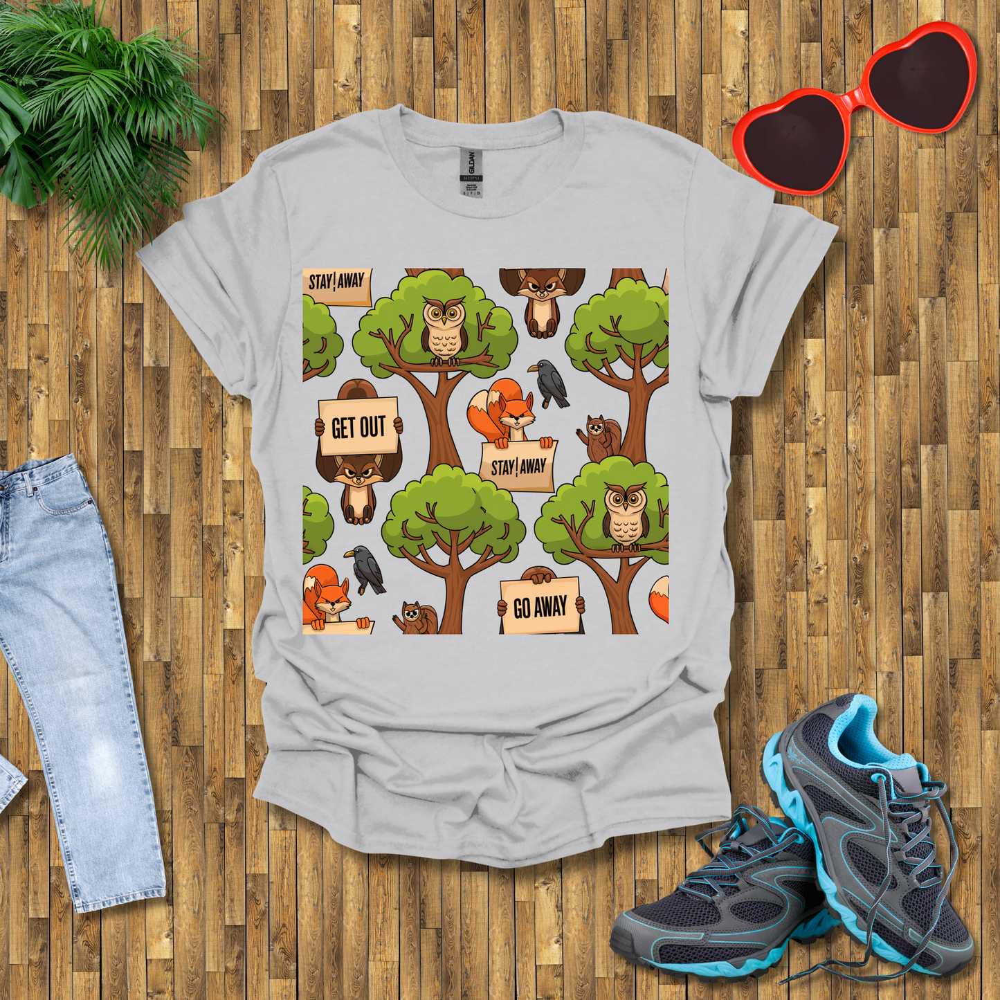 Angry fox, Owl and Squirrel T-Shirt