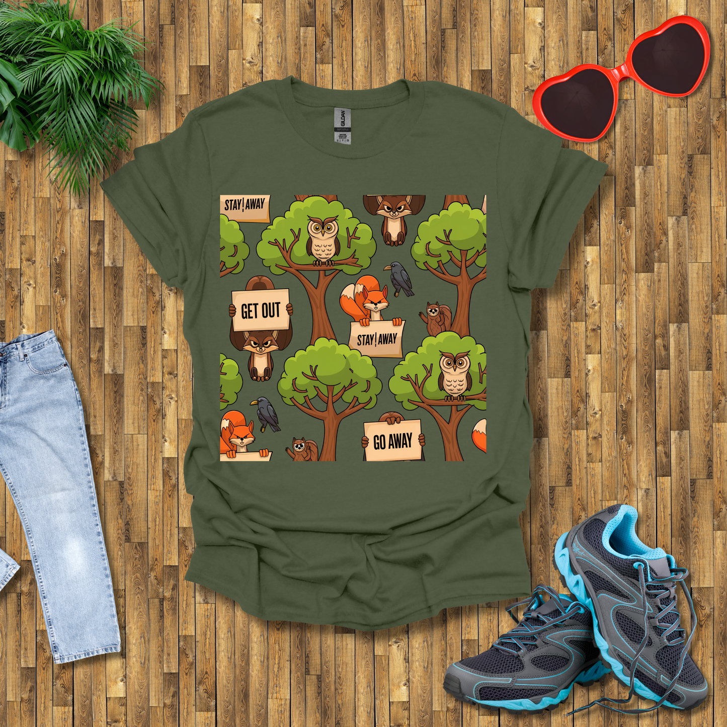 Angry fox, Owl and Squirrel T-Shirt