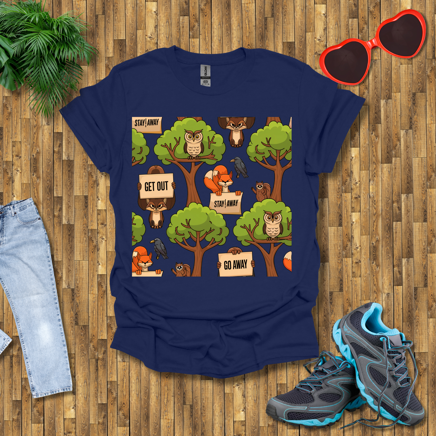 Angry fox, Owl and Squirrel T-Shirt