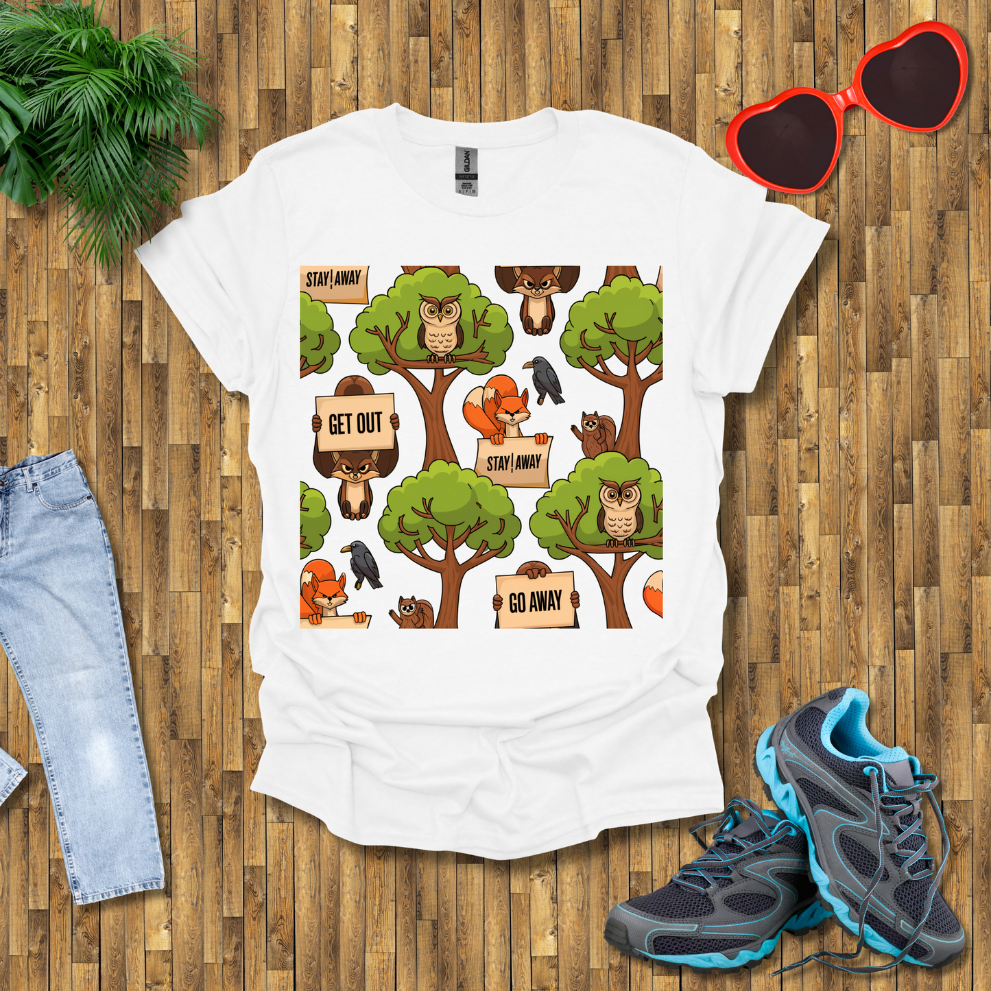Angry fox, Owl and Squirrel T-Shirt