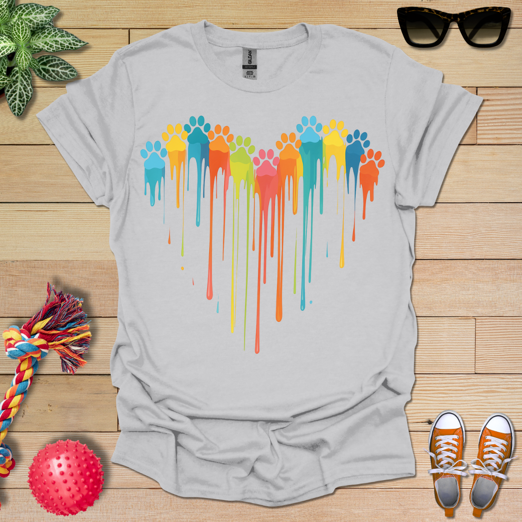 Colorful Dog Paw Prints T-Shirt