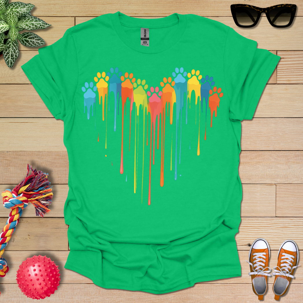 Colorful Dog Paw Prints T-Shirt