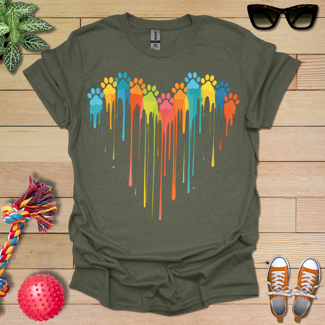 Colorful Dog Paw Prints T-Shirt