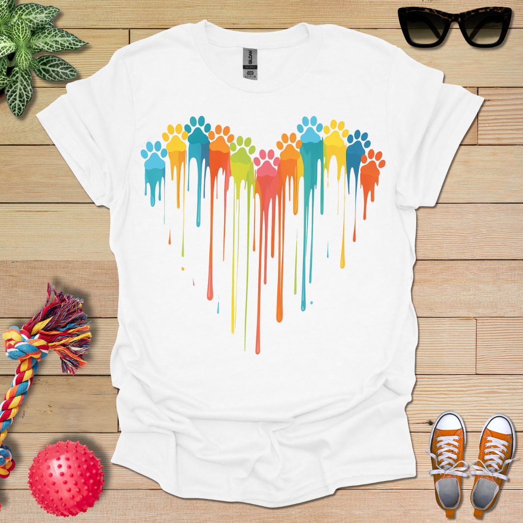 Colorful Dog Paw Prints T-Shirt