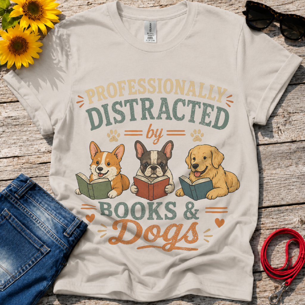 Love Books and Dogs T-Shirt
