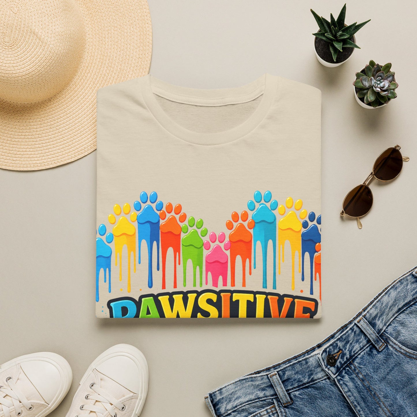 Colorful Dog Paw Prints T-Shirt