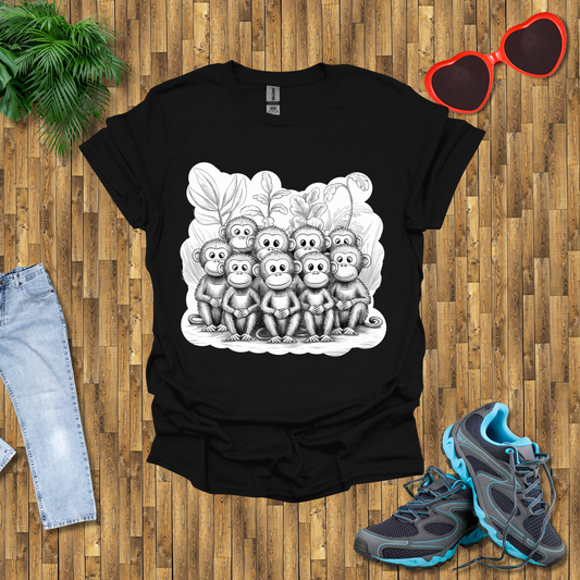 Monkeys paraded for a photograph T-Shirt