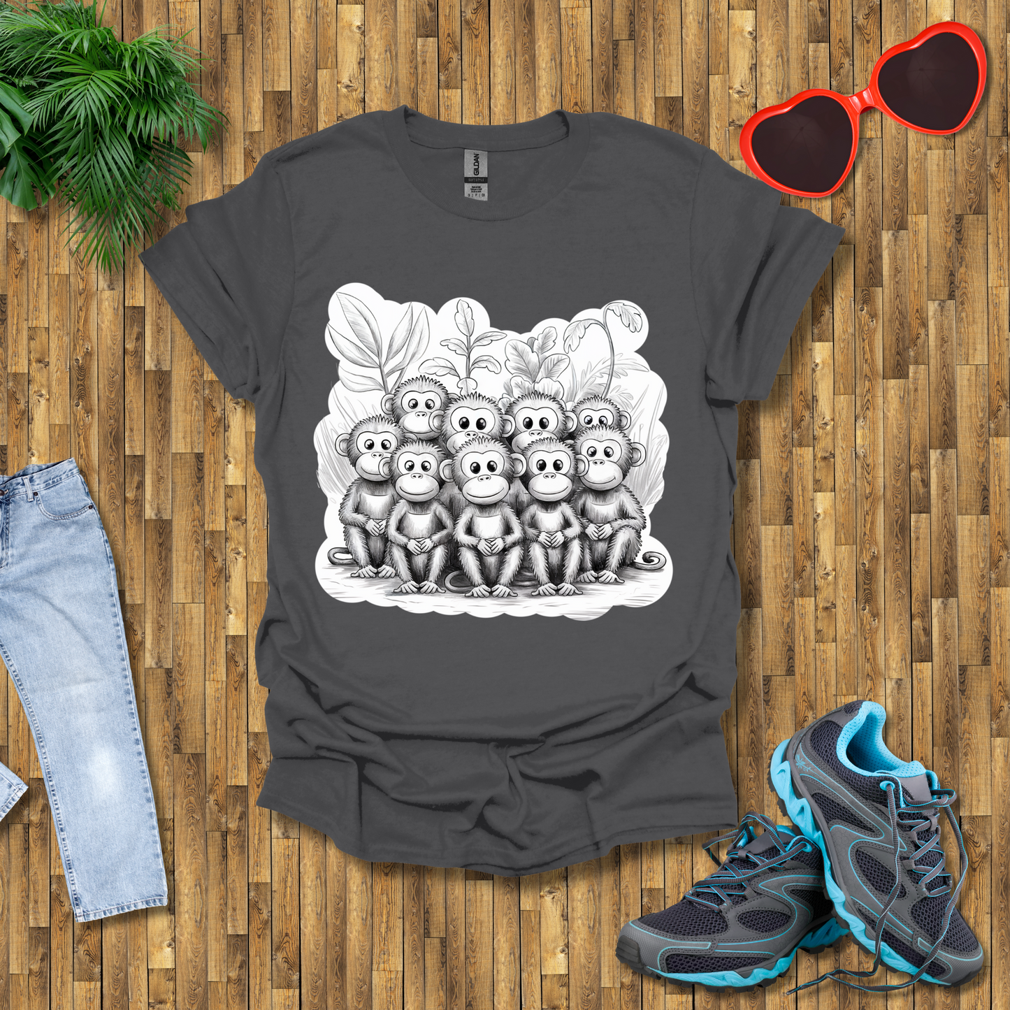 Monkeys paraded for a photograph T-Shirt