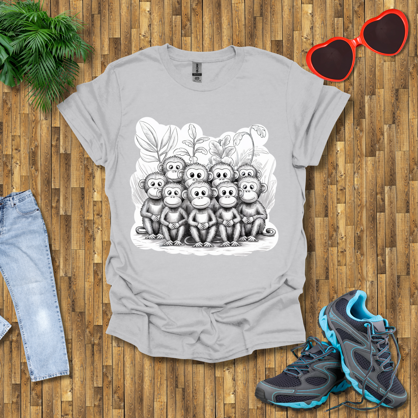 Monkeys paraded for a photograph T-Shirt