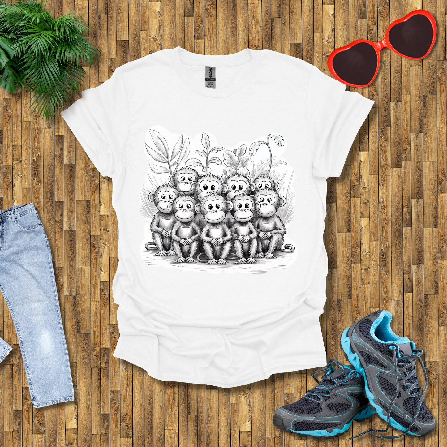 Monkeys paraded for a photograph T-Shirt