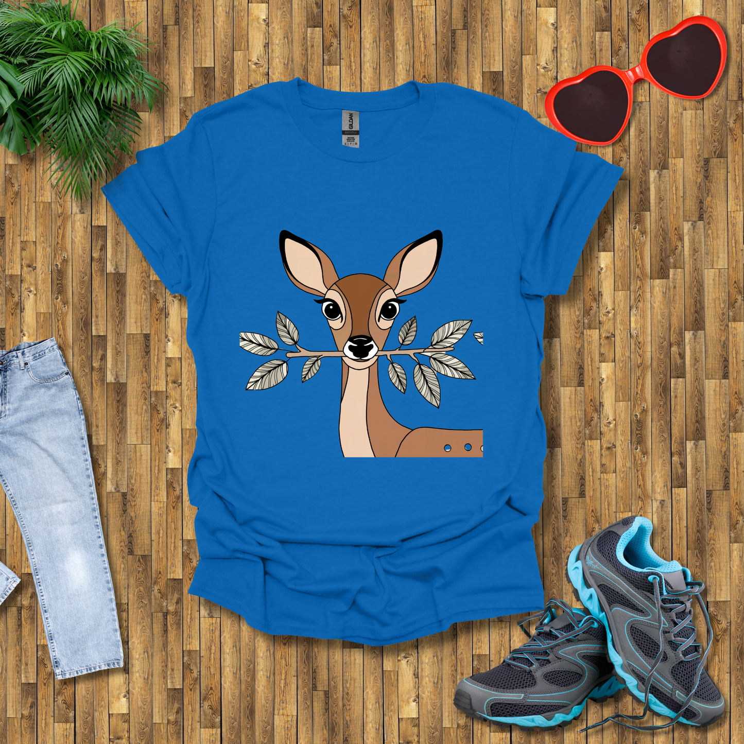 Deer holding a tree branch T-Shirt