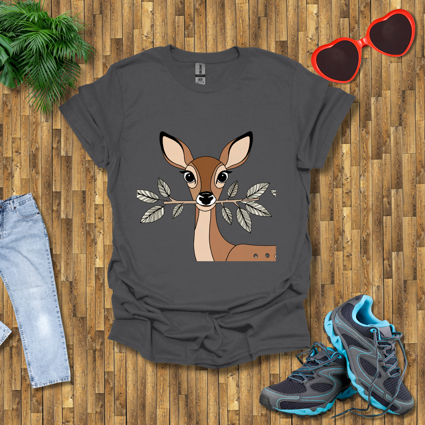 Deer holding a tree branch T-Shirt