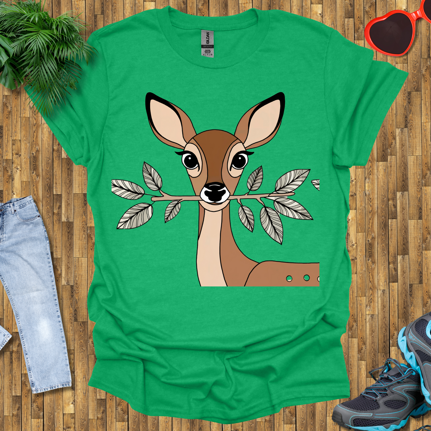Deer holding a tree branch T-Shirt