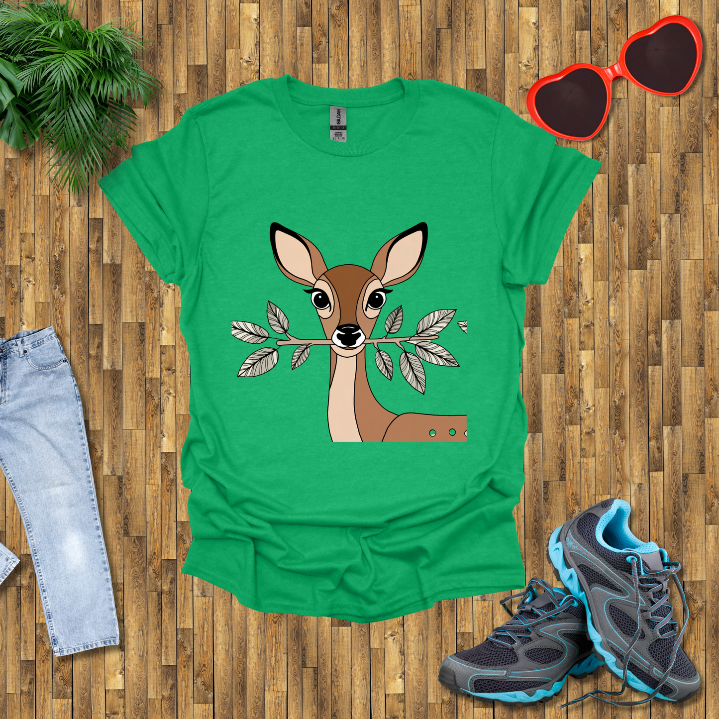 Deer holding a tree branch T-Shirt