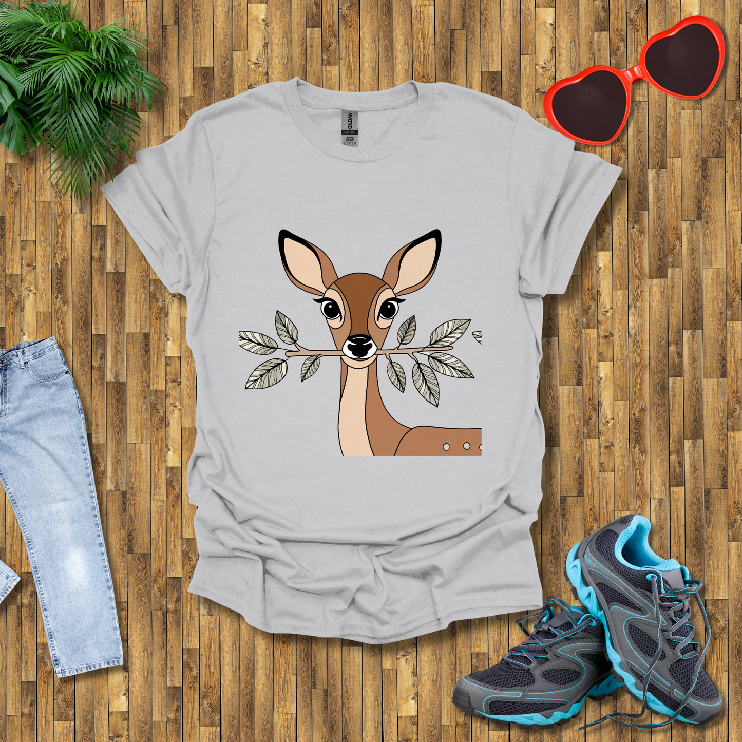 Deer holding a tree branch T-Shirt
