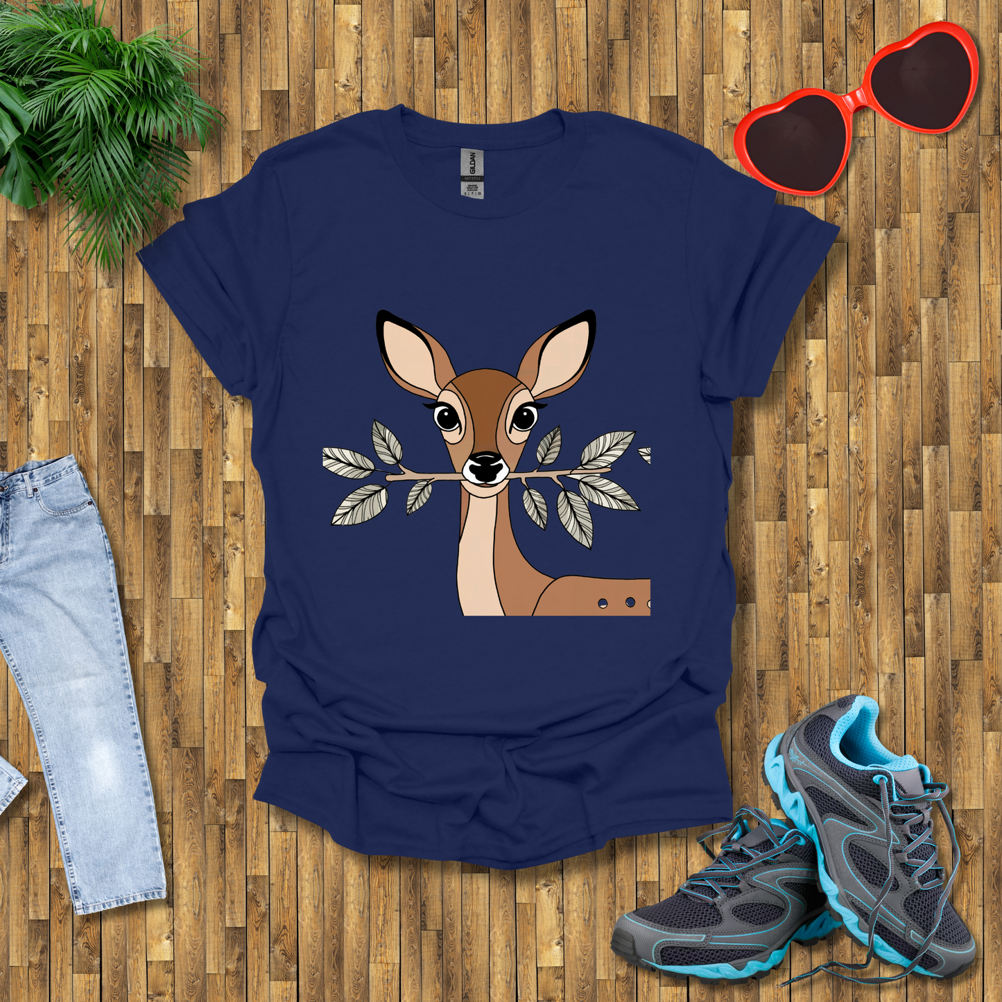 Deer holding a tree branch T-Shirt