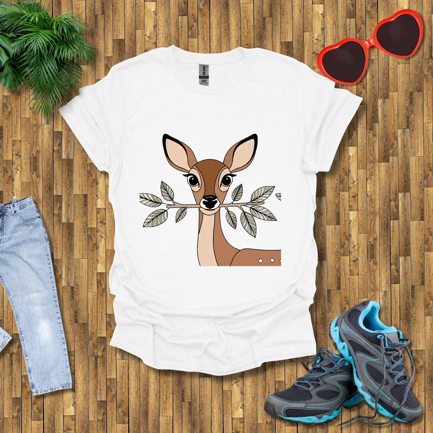 Deer holding a tree branch T-Shirt
