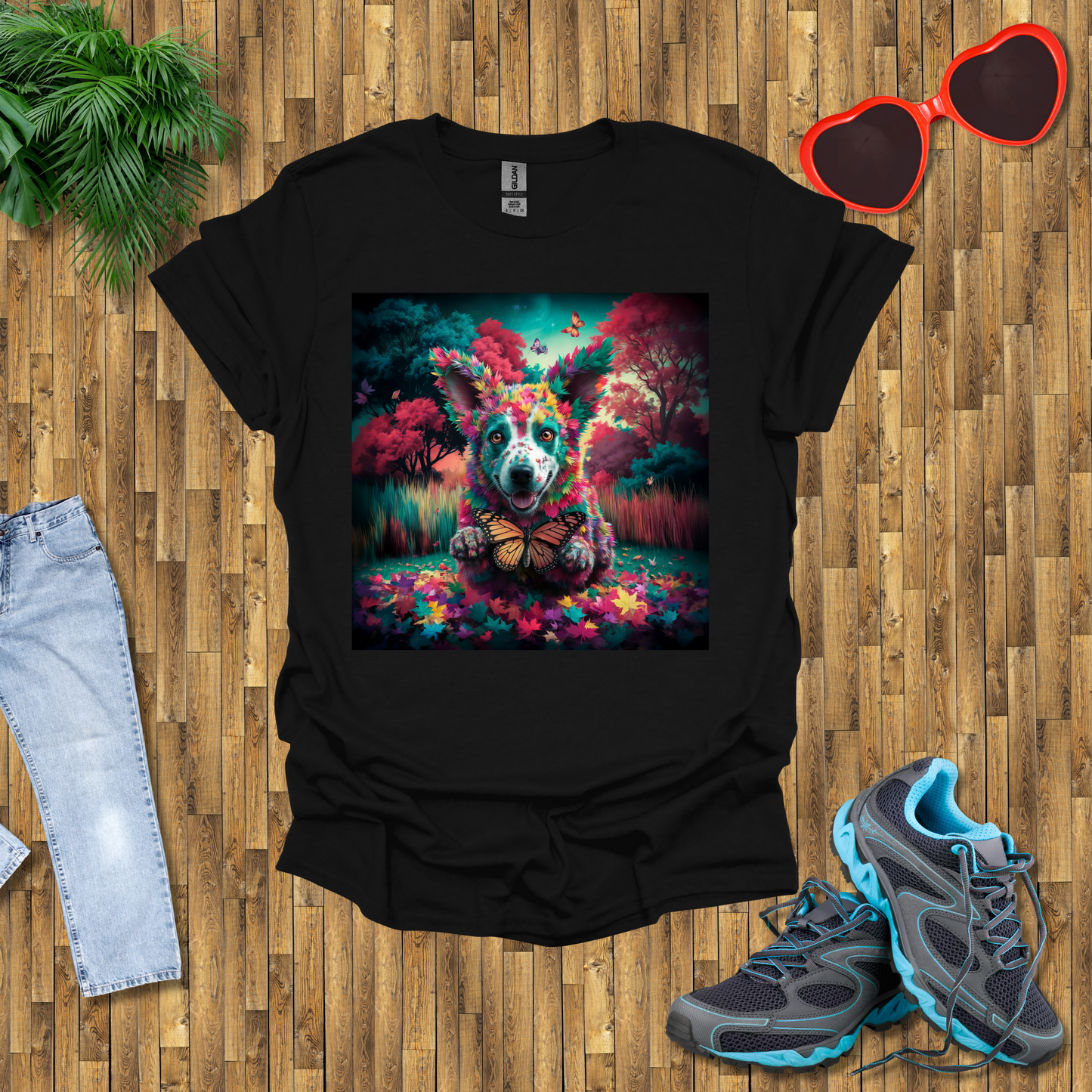 Dog hunts butterflies T-Shirt