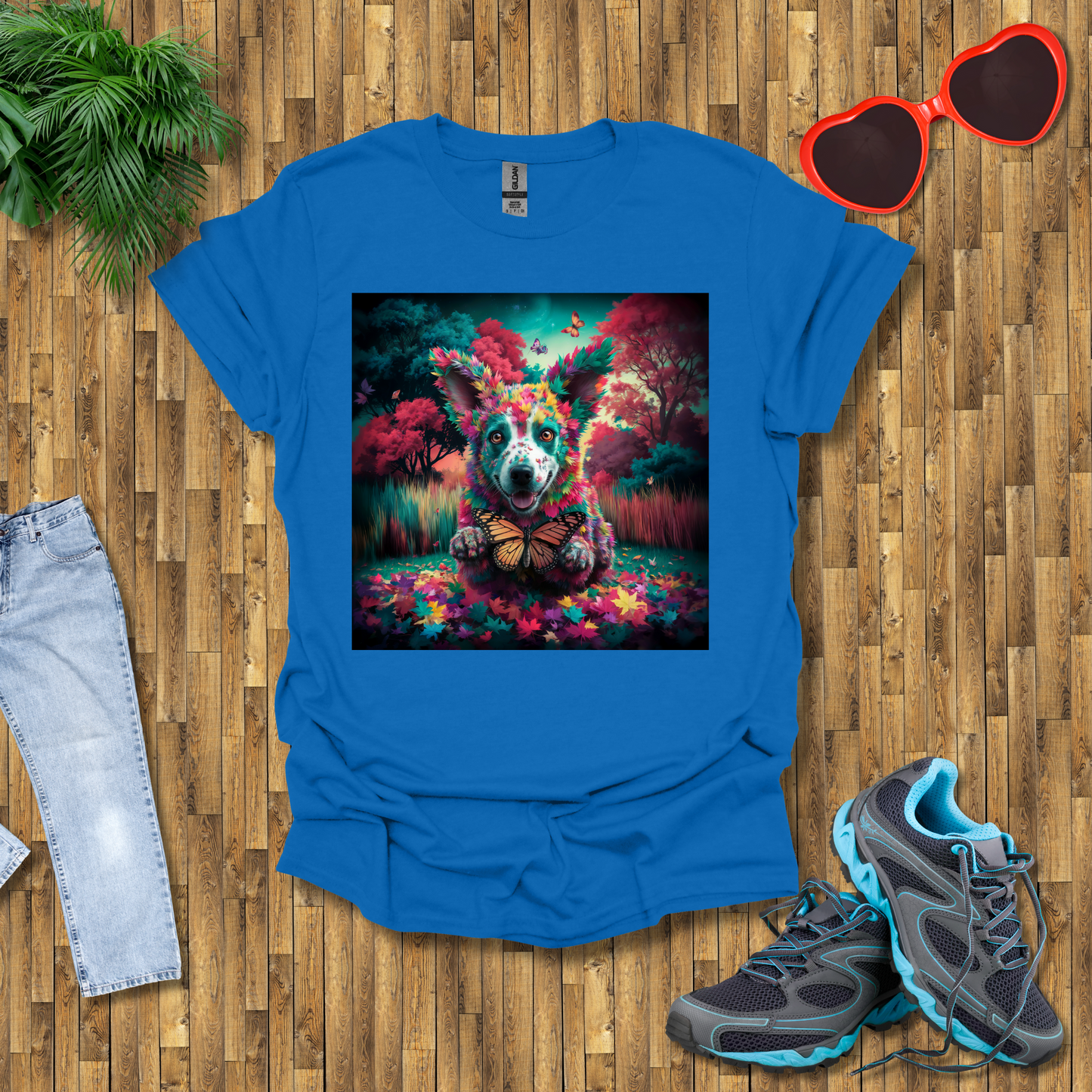 Dog hunts butterflies T-Shirt