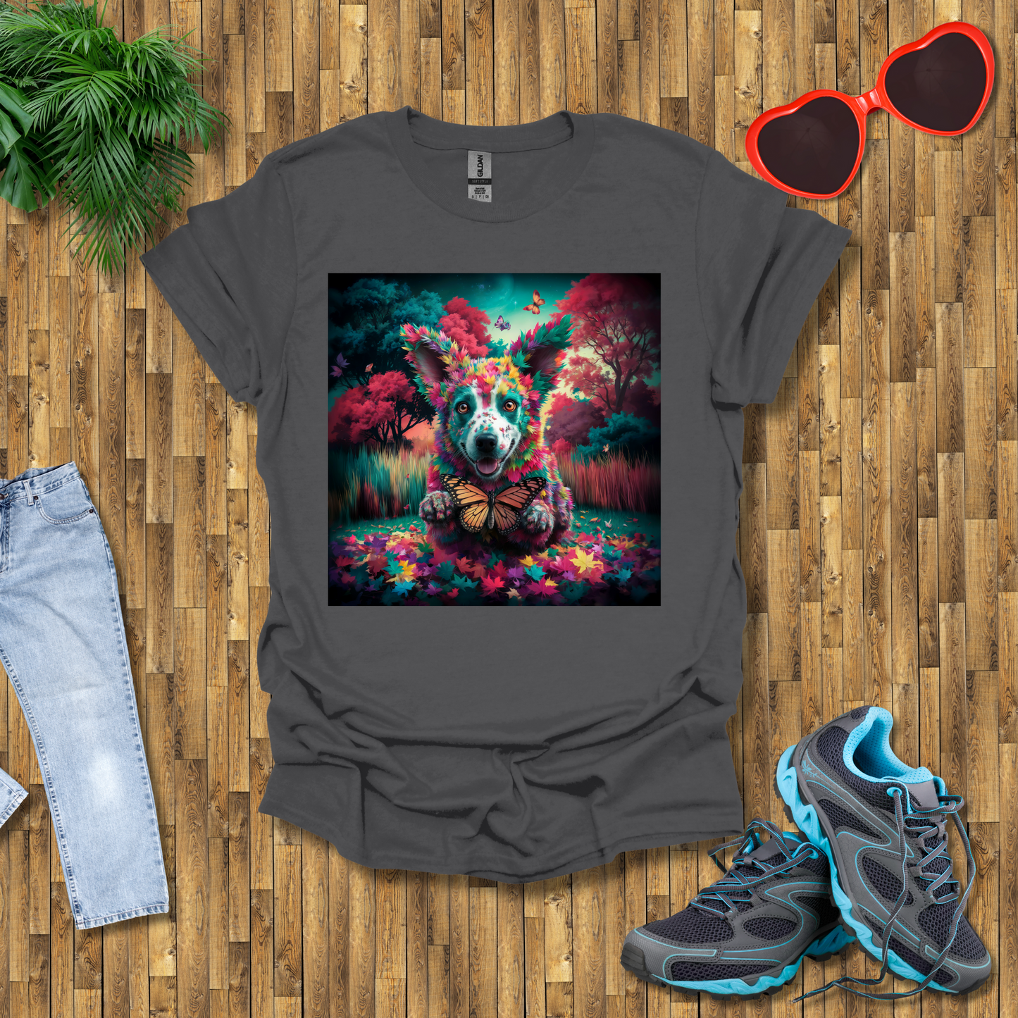Dog hunts butterflies T-Shirt