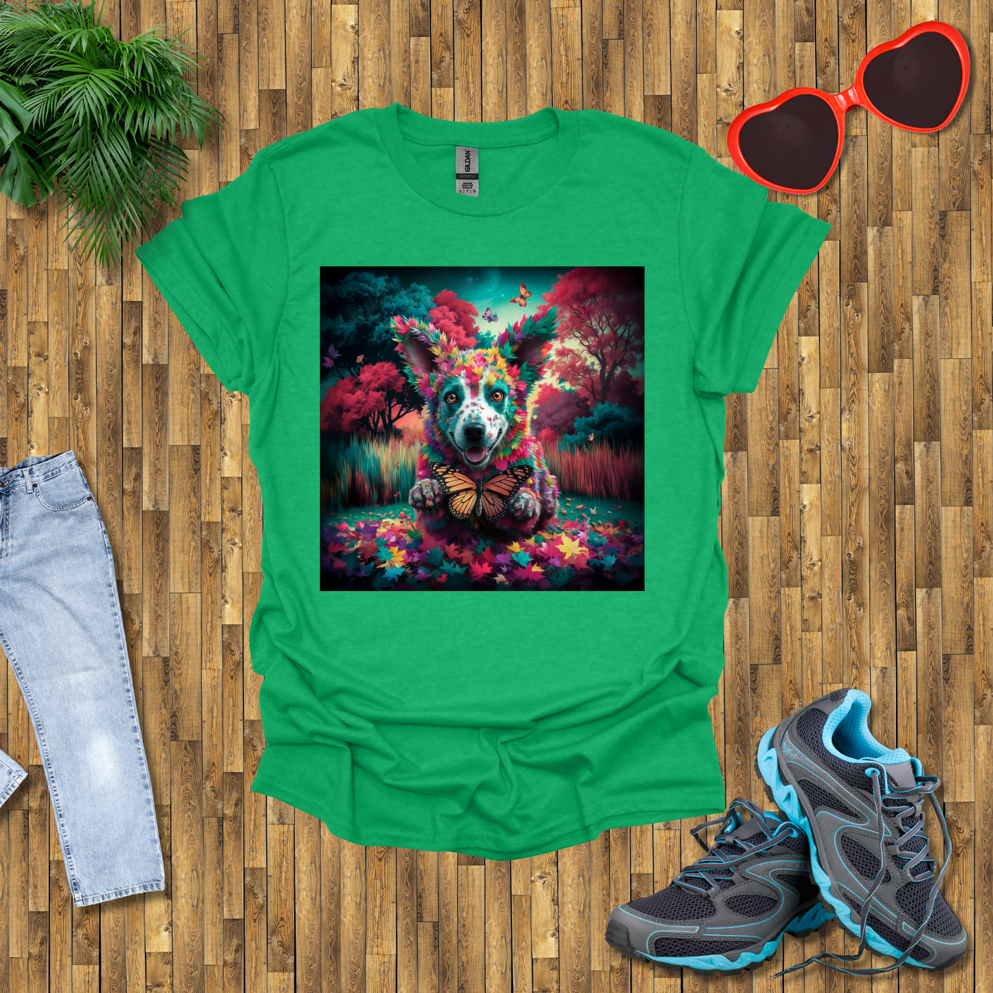 Dog hunts butterflies T-Shirt