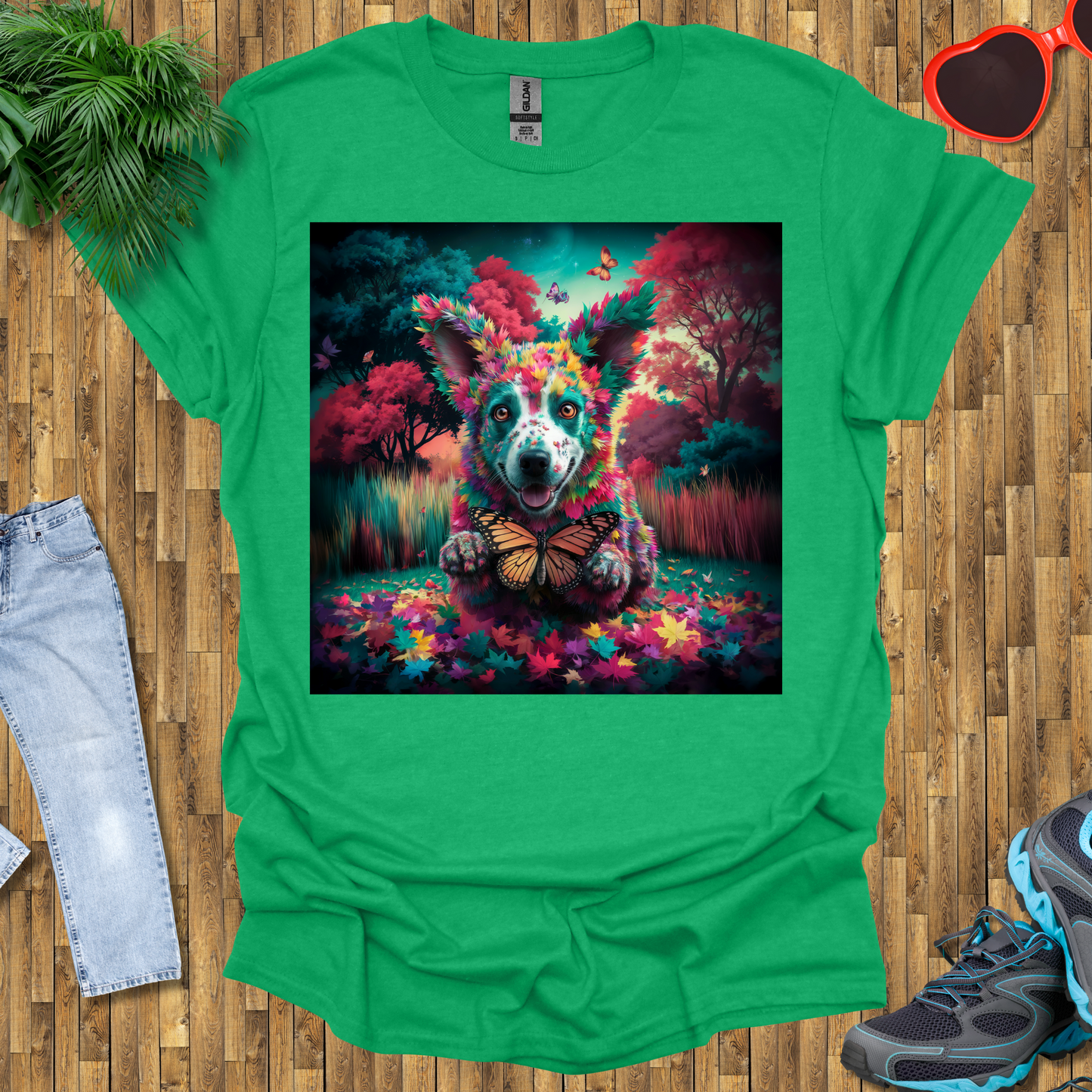 Dog hunts butterflies T-Shirt