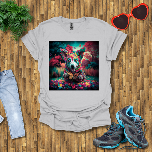 Dog hunts butterflies T-Shirt