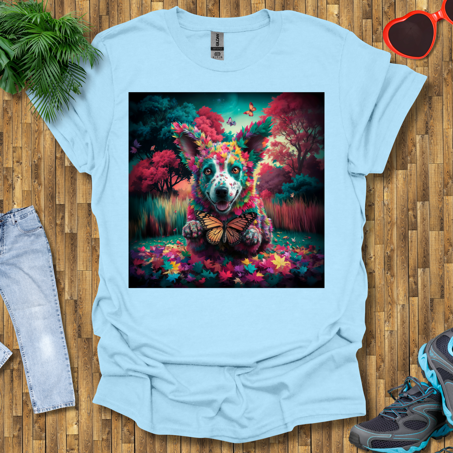 Dog hunts butterflies T-Shirt