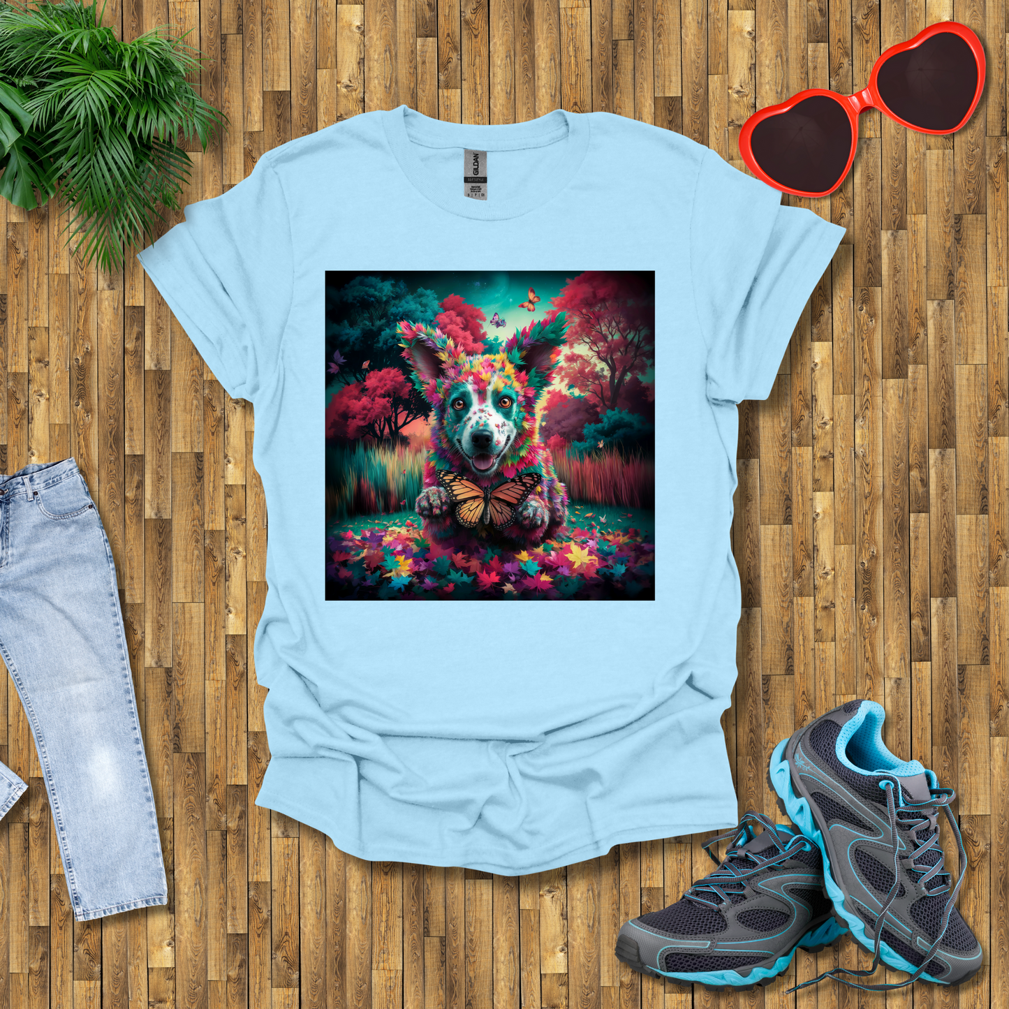 Dog hunts butterflies T-Shirt