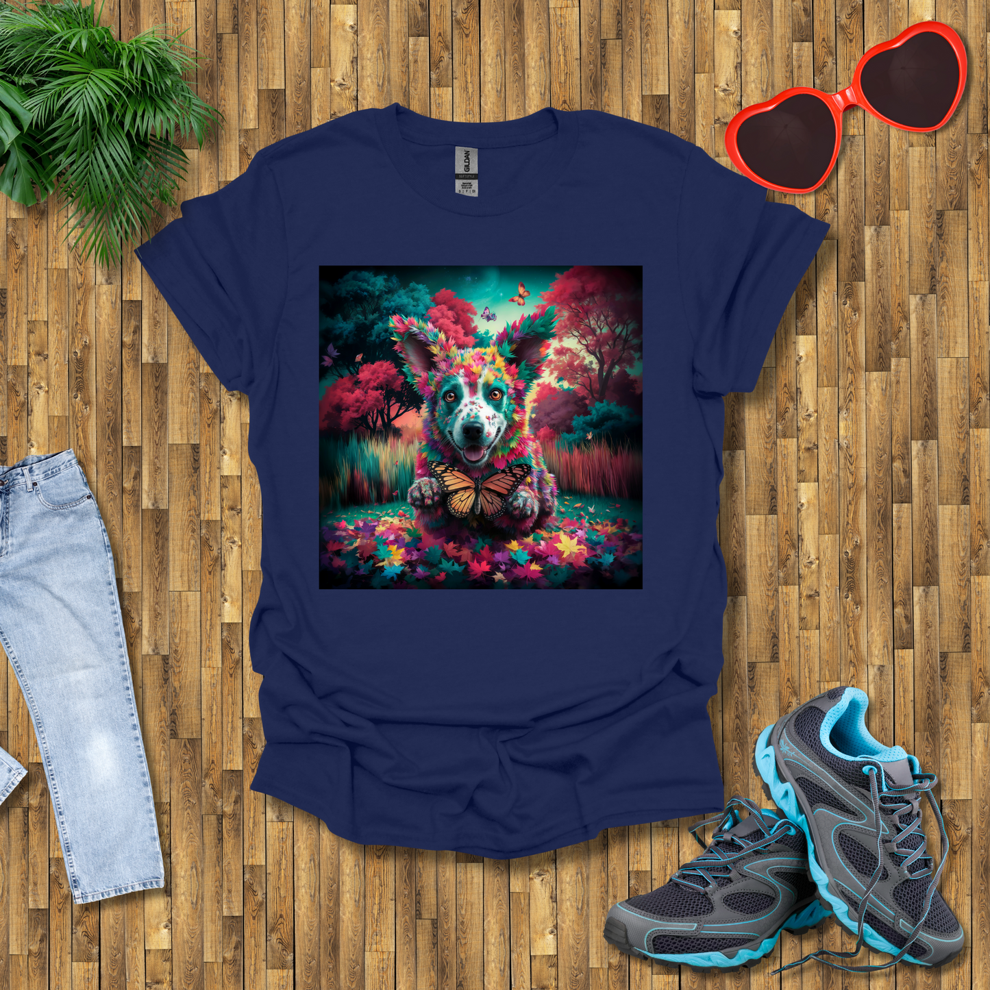 Dog hunts butterflies T-Shirt