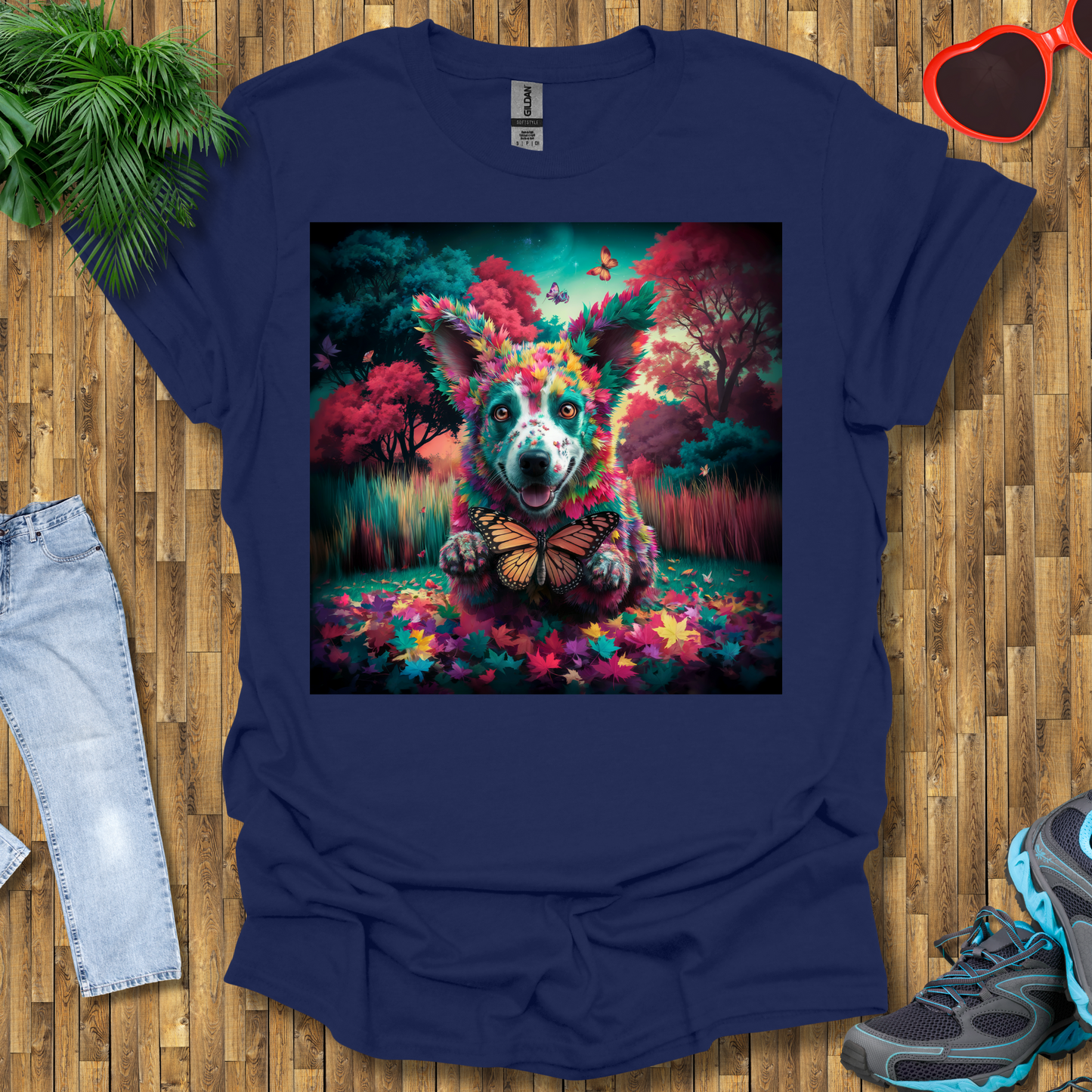 Dog hunts butterflies T-Shirt
