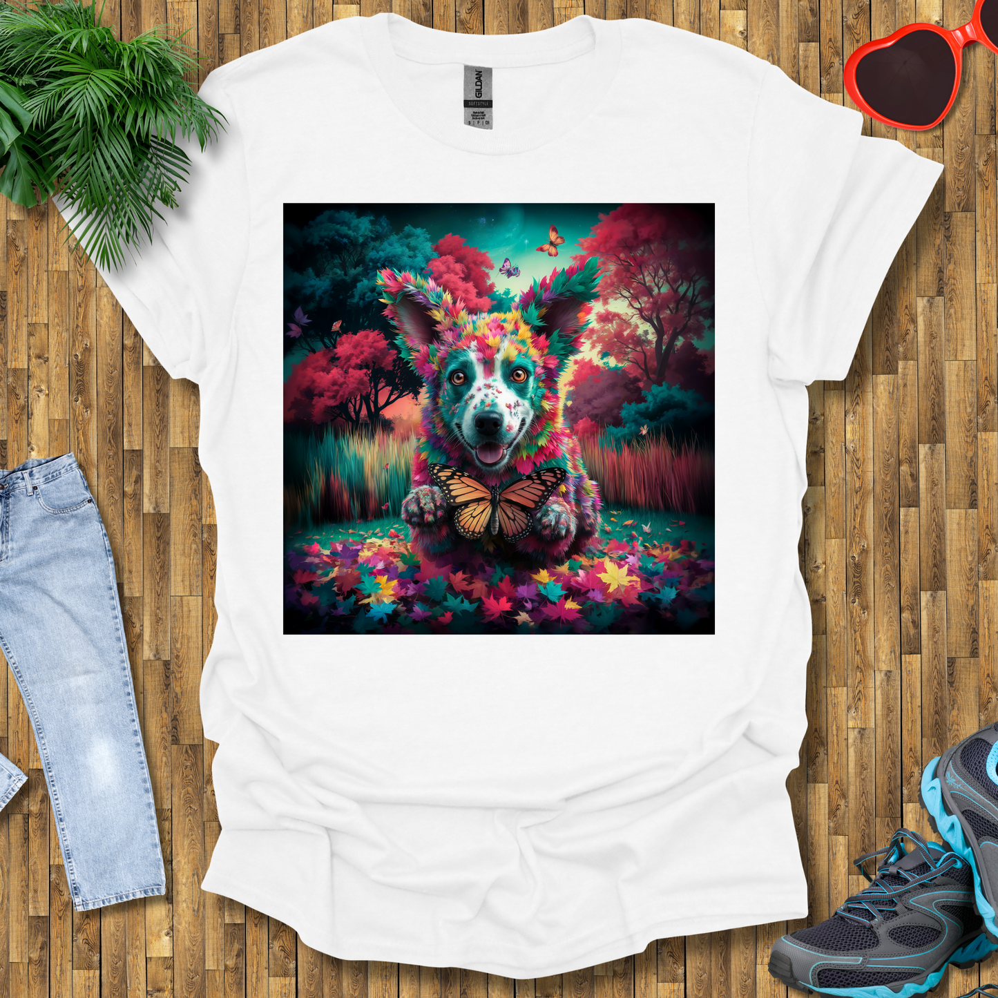 Dog hunts butterflies T-Shirt