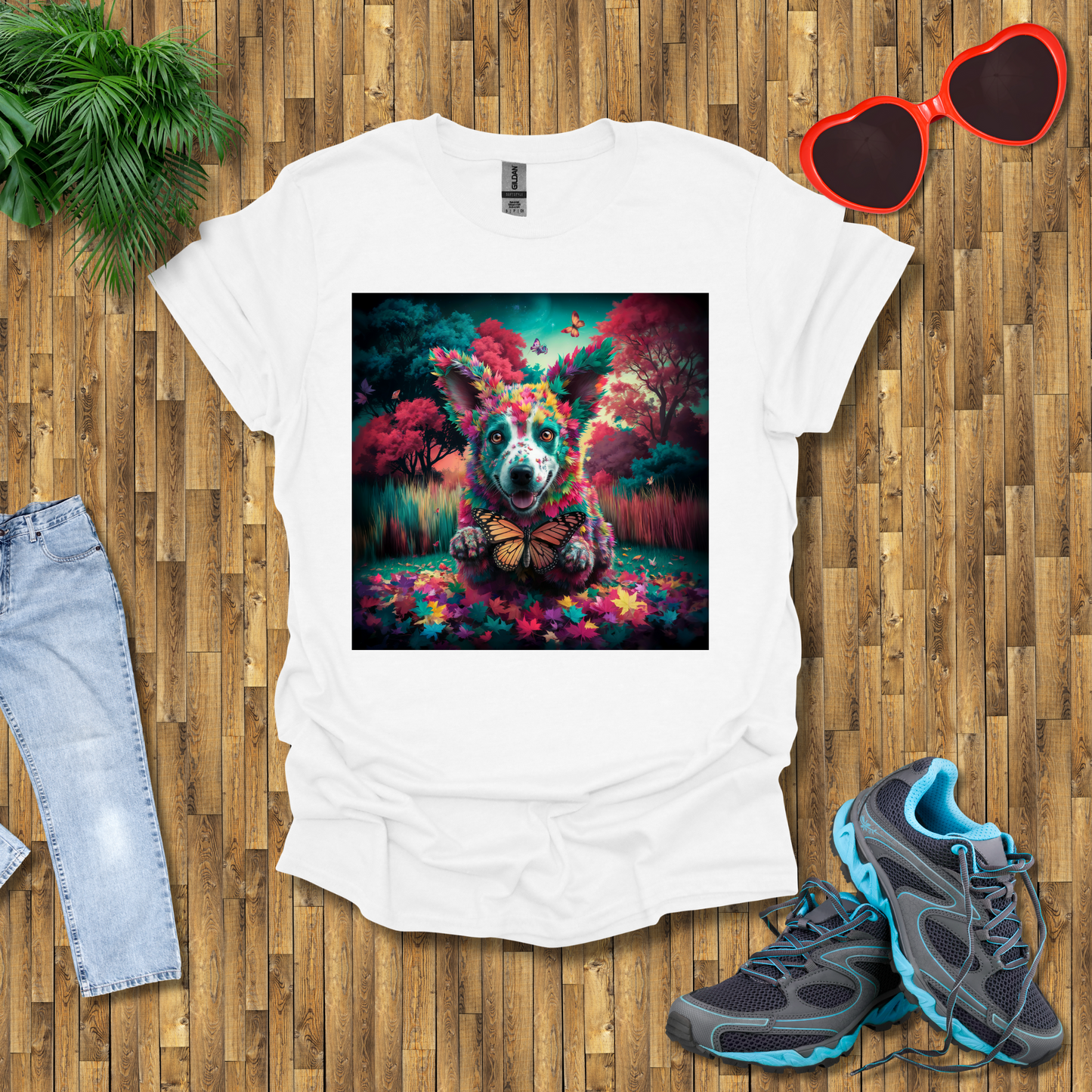 Dog hunts butterflies T-Shirt