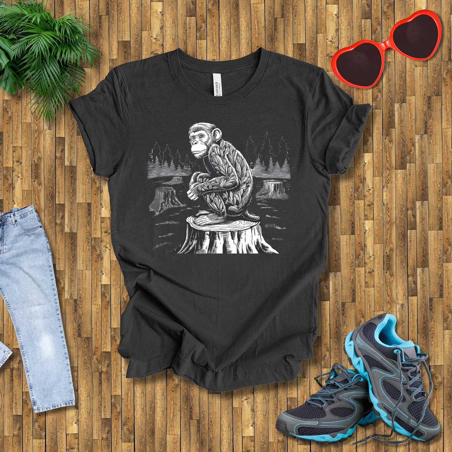 Monkey on a tree stamp T-Shirt