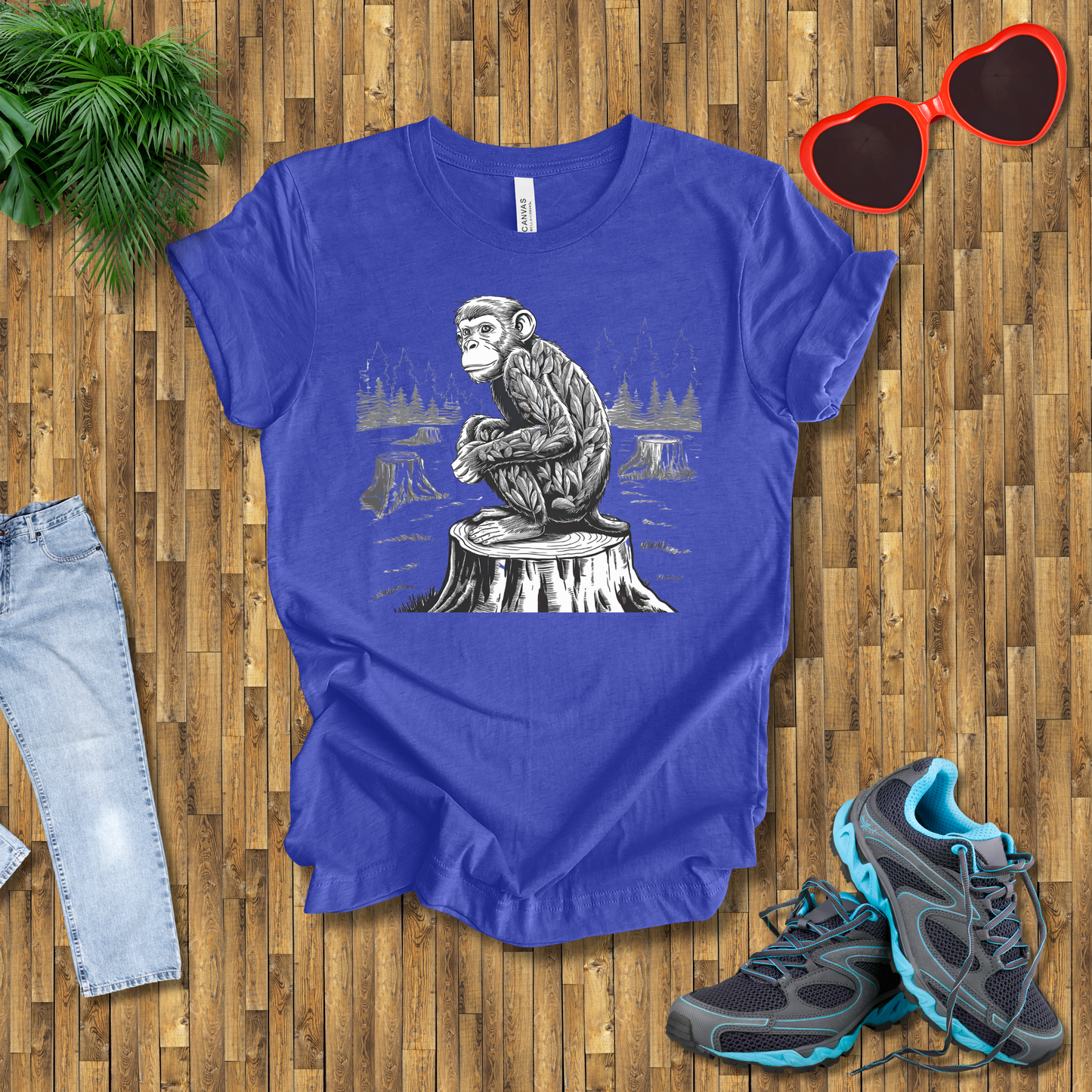 Monkey on a tree stamp T-Shirt