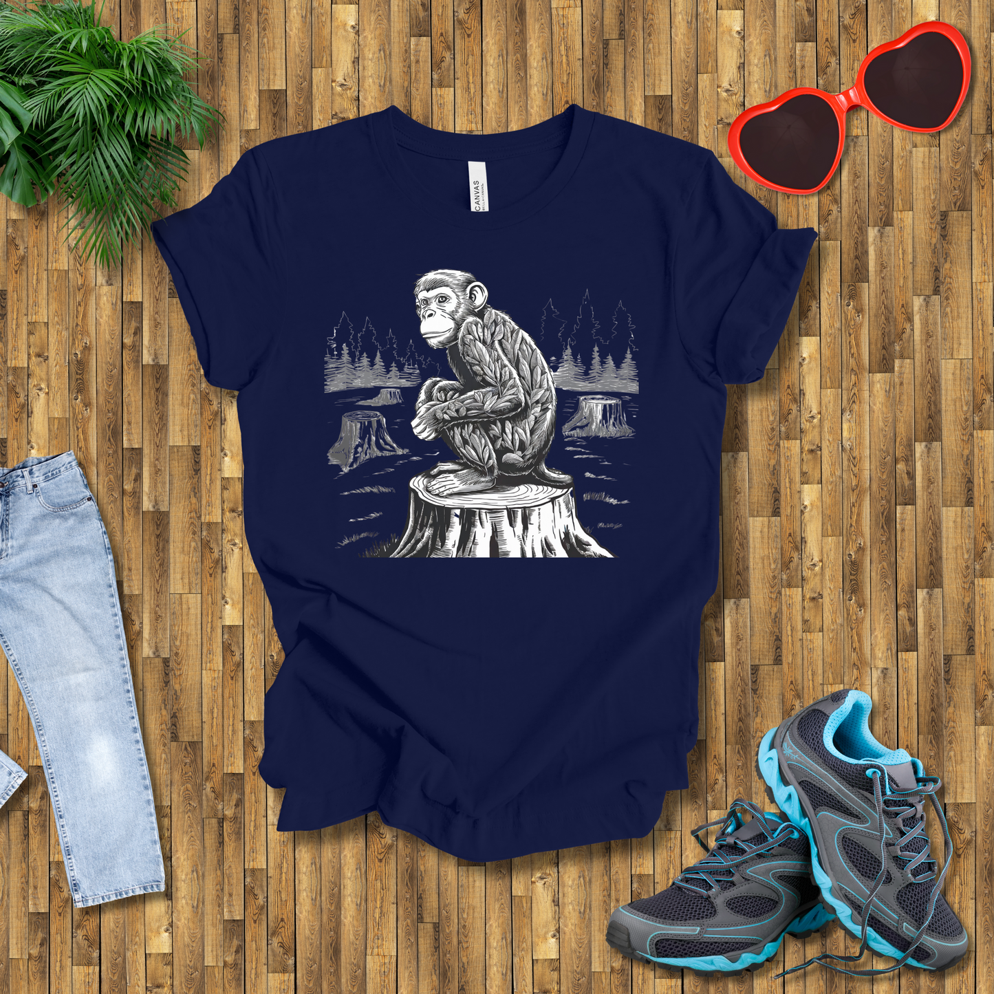 Monkey on a tree stamp T-Shirt