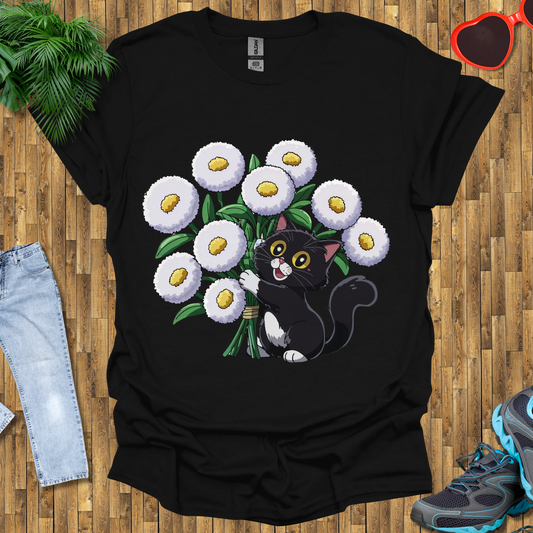 Cat plays with flowers T-Shirt