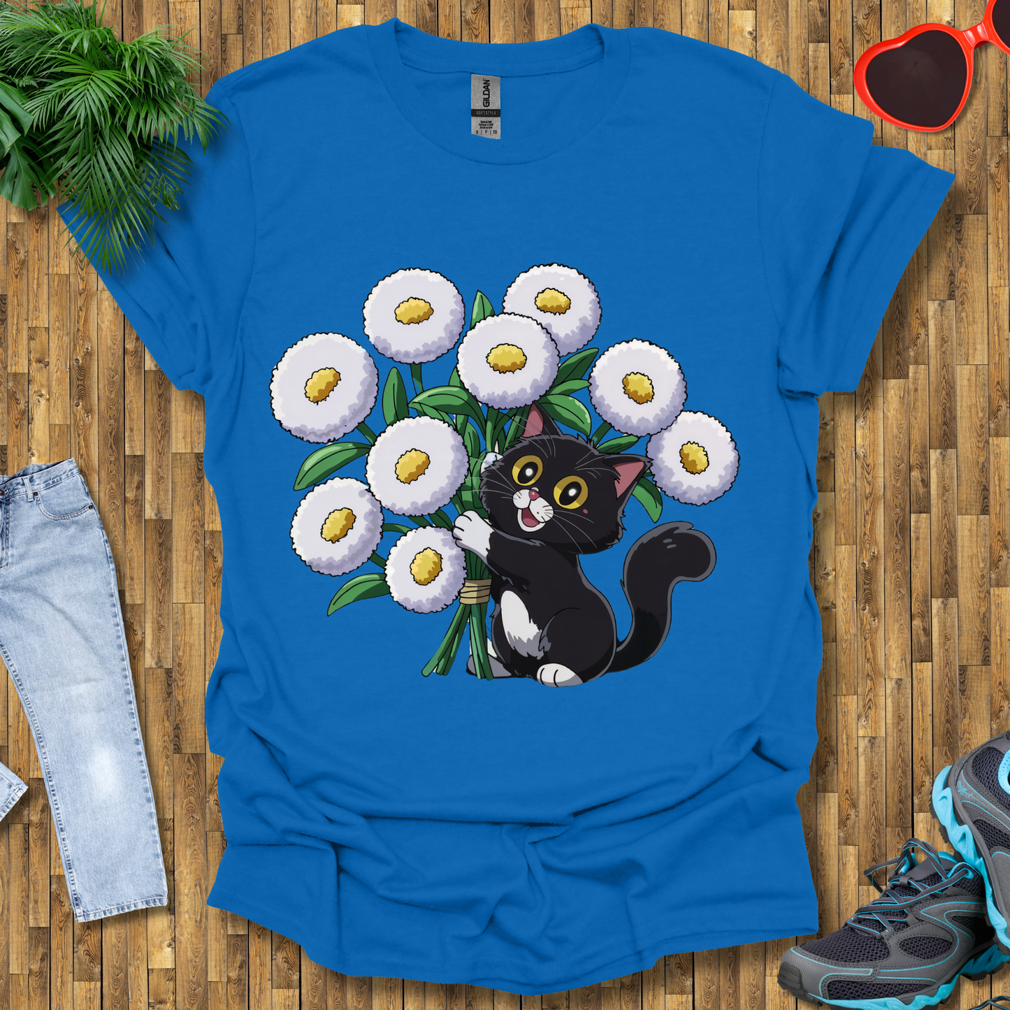 Cat plays with flowers T-Shirt