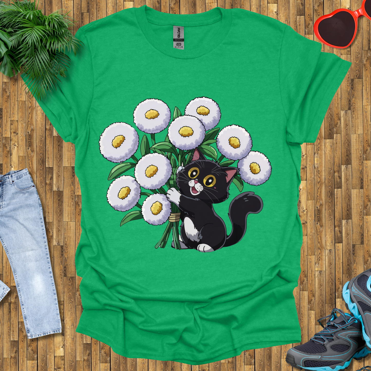 Cat plays with flowers T-Shirt